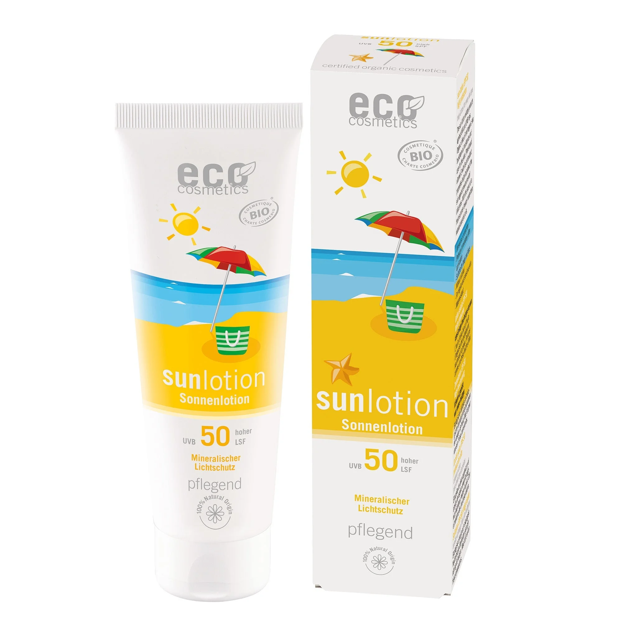 Eco Cosmetics Sonnenmilch LSF 50 BIO (125 ml) – mit natürlichen mineralischen Filtern