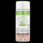 SO’BiO étic Nachfüllung für 24h feuchtigkeitsspendendes Roll-on-Deodorant mit Bio-Eselsmilch (150 ml) - eine Nachfüllung ersetzt drei Roll-ons