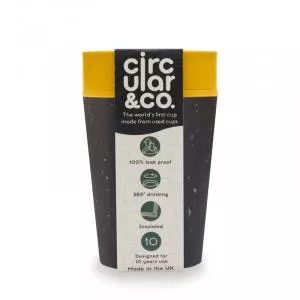 Circular Cup (227 ml) - schwarz/senfgelb - aus Einweg-Pappbechern