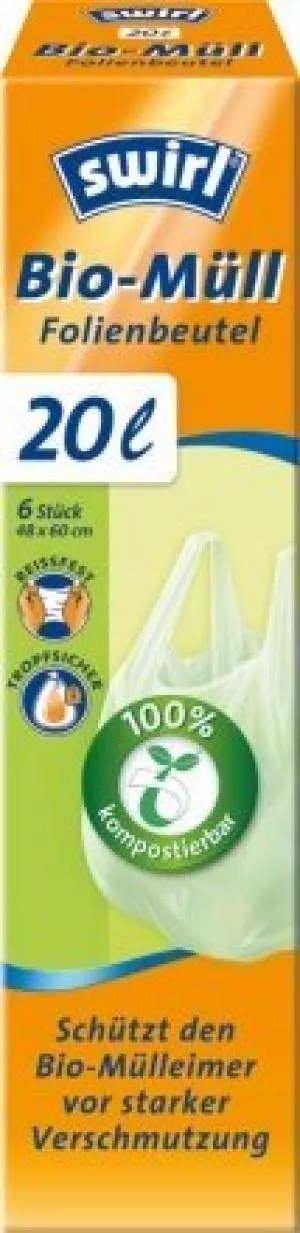 Swirl Biokompostierbare Beutel mit Griffen (6 Stück) - 20 l