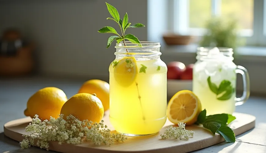 Holunderlimonade ist die ideale Erfrischung für sonnige Tage.