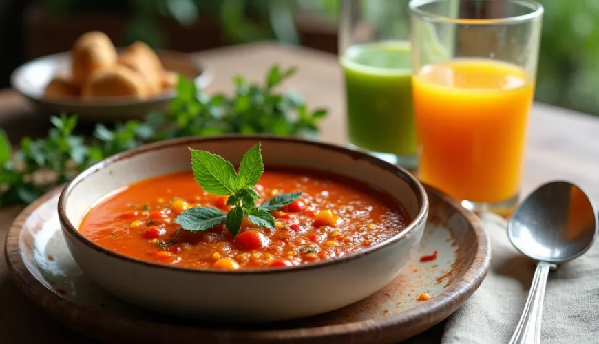 Entdecken Sie den Zauber der hausgemachten Suppe aus gerösteten Tomaten voller Geschmack