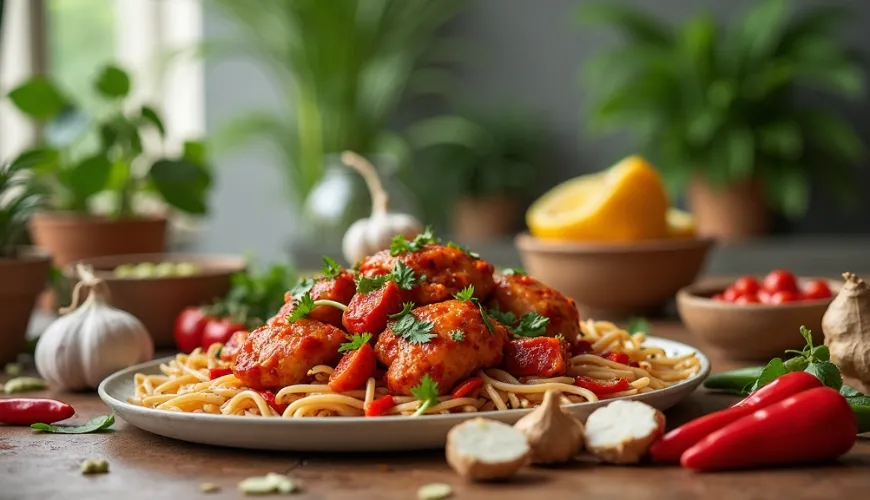 Szechuan-Huhn ist ein ideales Rezept für ein Wochenendmittagessen.