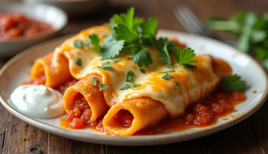 Zubereitung von Enchiladas mit hausgemachter Sauce für einen Geschmack wie in Mexiko